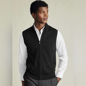 LOT OF 2! Charles Tyrwhitt Wool Vests- Gray&Navy, sz XXL